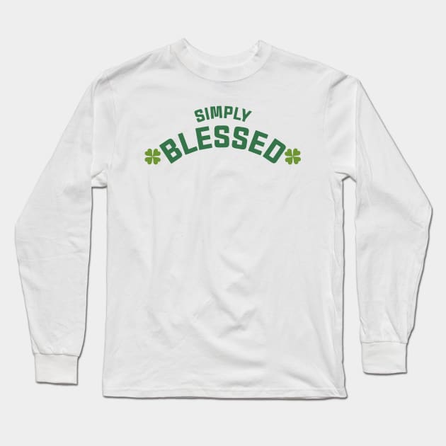 Simply Blessed Religious Clover St Patrick's Day Long Sleeve T-Shirt by RobertBowmanArt